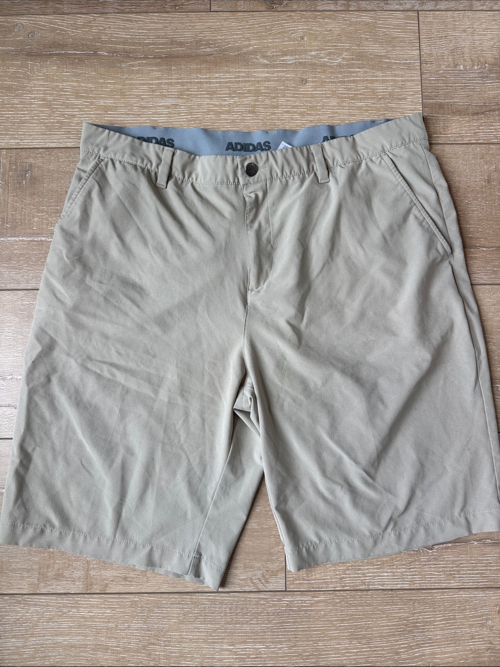 adidas Tan Men's Flat-Front Performance Shorts